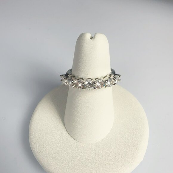 Cubic Zirconia Silver Tone Band Ring Size 10 - Picture 15 of 17